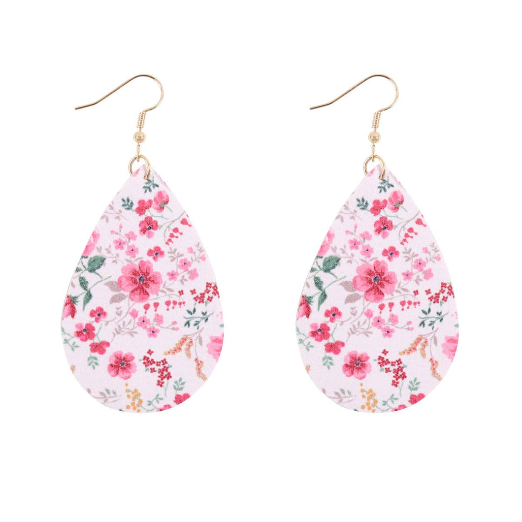 Floral Leather Earrings • White