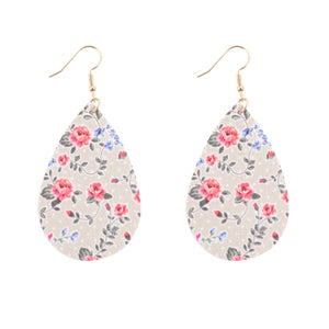 Floral Leather Earrings • Gray
