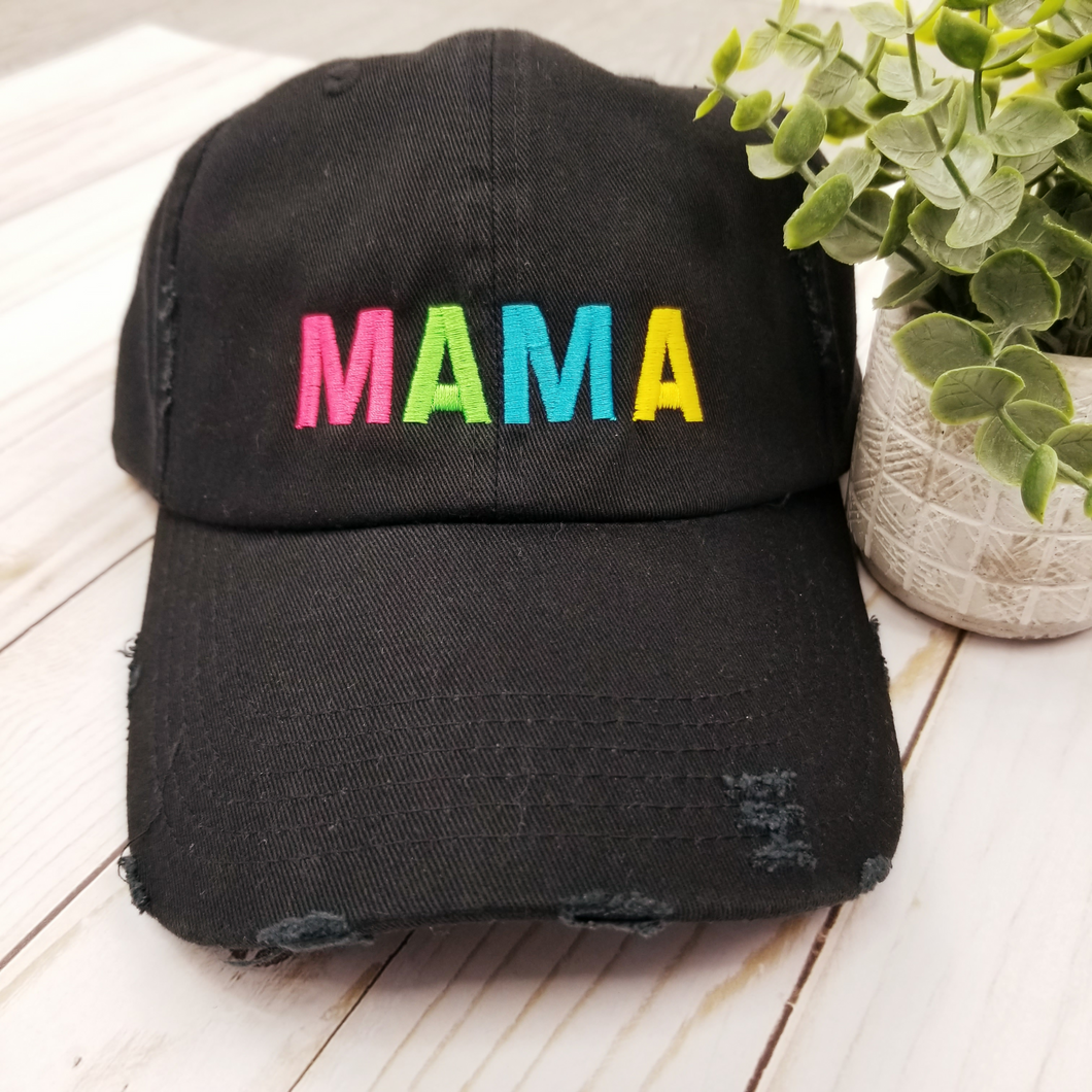 Distressed Neon Mama Hat