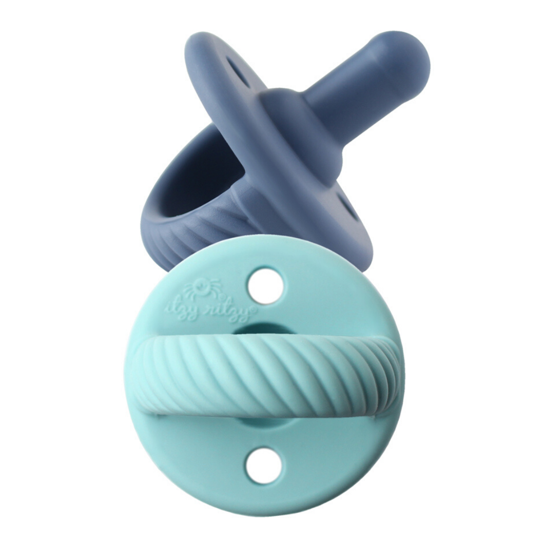 Sweetie Soother Itzy Ritzy Pacifier Sets (2-pack) - Robins Egg Blue and Navy