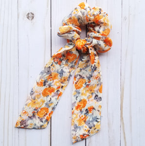 Hair Scarf Scrunchie • Orange Floral