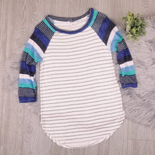 Load image into Gallery viewer, Shades Of Blue Striped Raglan
