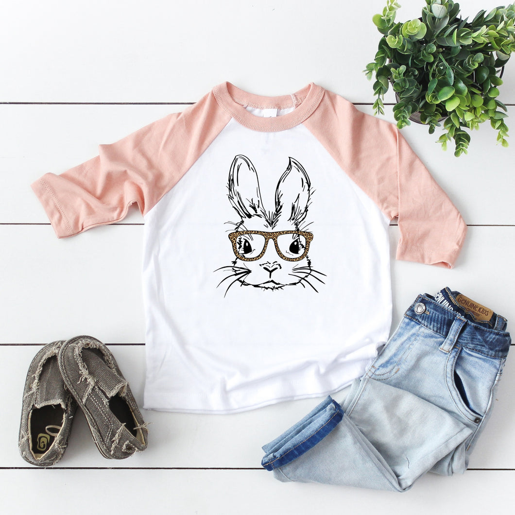 Kids Bunny Raglan • Leopard Glasses