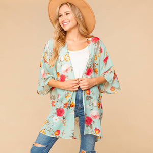 Carly Floral Kimono • Sage