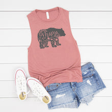 Load image into Gallery viewer, Floral Mama Bear Muscle Tank • SIZE UP
