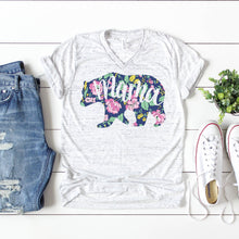 Load image into Gallery viewer, Floral Mama Bear • White Marble Tee
