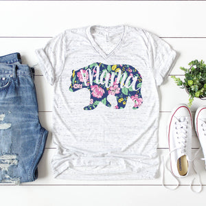 Floral Mama Bear • White Marble Tee