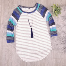 Load image into Gallery viewer, Shades Of Blue Striped Raglan

