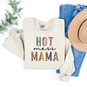 Hot Mess Mama Colorful Leopard Sweatshirt • More Colors