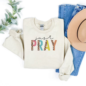 Just Pray Colorful Leopard Sweatshirt • More Colors