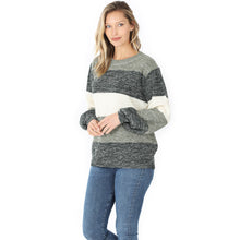 Load image into Gallery viewer, Colorblock Balloon Sleeve Sweater

