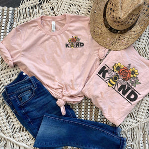 Bee Kind • Floral Tee Front and Back Print