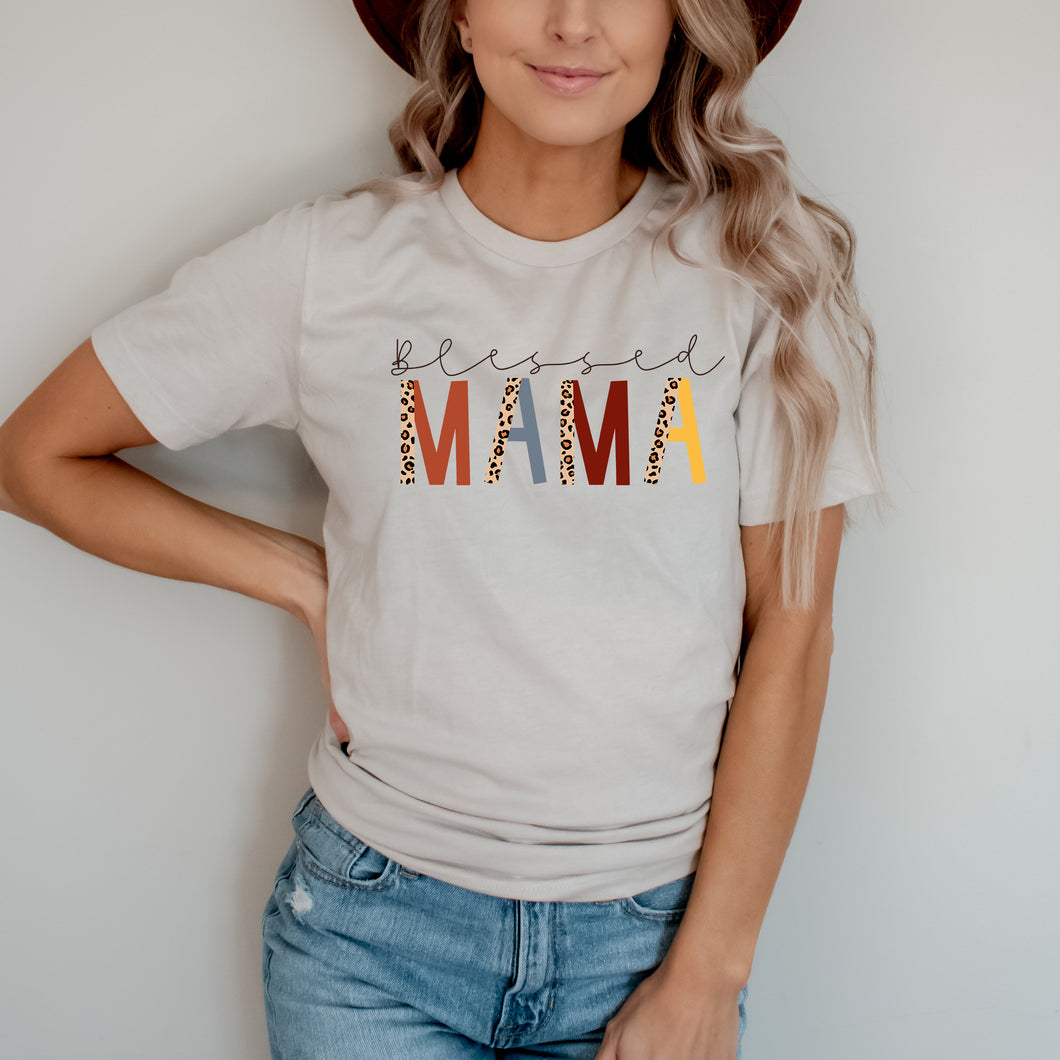 Blessed Mama Shirt • Colorful Leopard