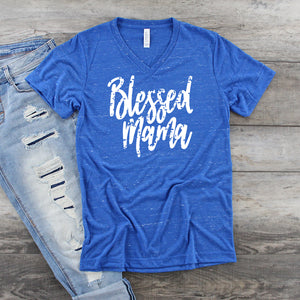 Blessed Mama • Marbled V-Neck Tee