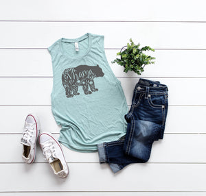 Floral Mama Bear Muscle Tank • SIZE UP