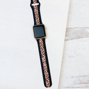 Leopard Stripe Silicone Smart Watch Band - Brown