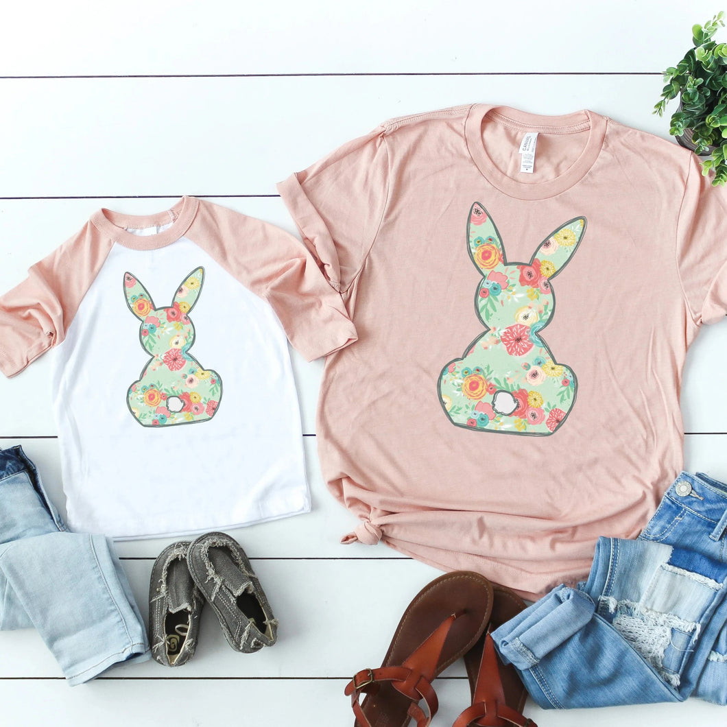 Floral Bunny Mommy and Me • Peach