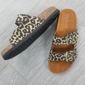 Leopard Double Strap Sandal