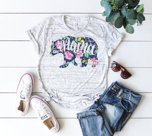 Floral Mama Bear • White Marble Tee