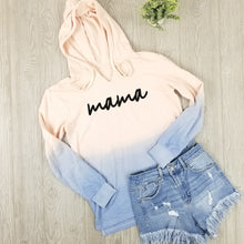 Load image into Gallery viewer, Mama Lightweight Ombre Pullover • V-Neck Peach and Blue
