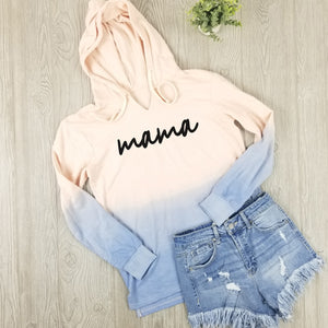 Mama Lightweight Ombre Pullover • V-Neck Peach and Blue