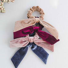 Load image into Gallery viewer, Fall Ribbed Velvet Bow Scrunchie
